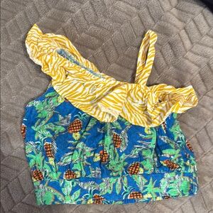 Kids Ruffle Tank Top - Blue, Yellow, Green for summer.